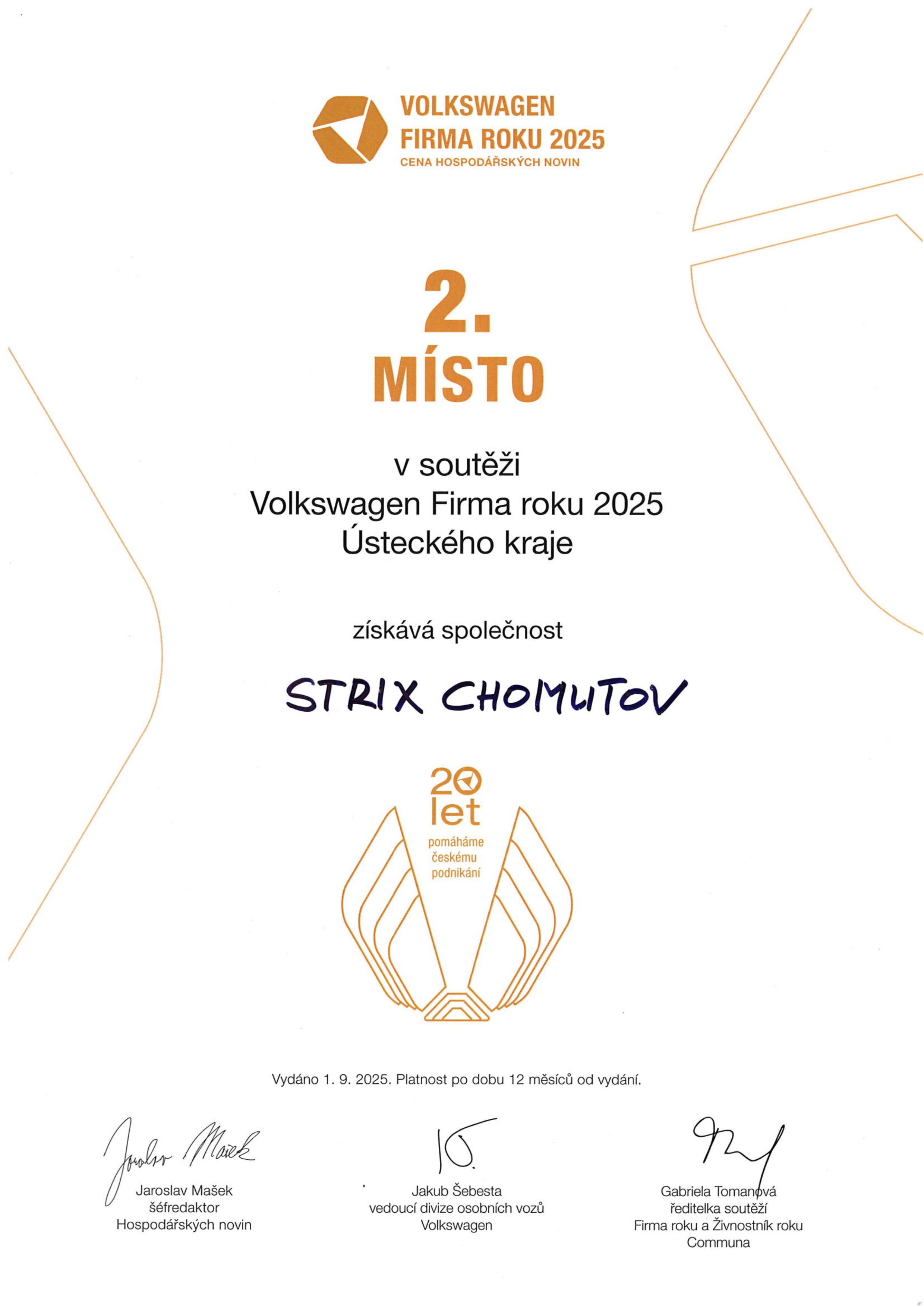 Jsme ekonomicky nejúspěšnější firma Ústeckého kraje roku 2025.